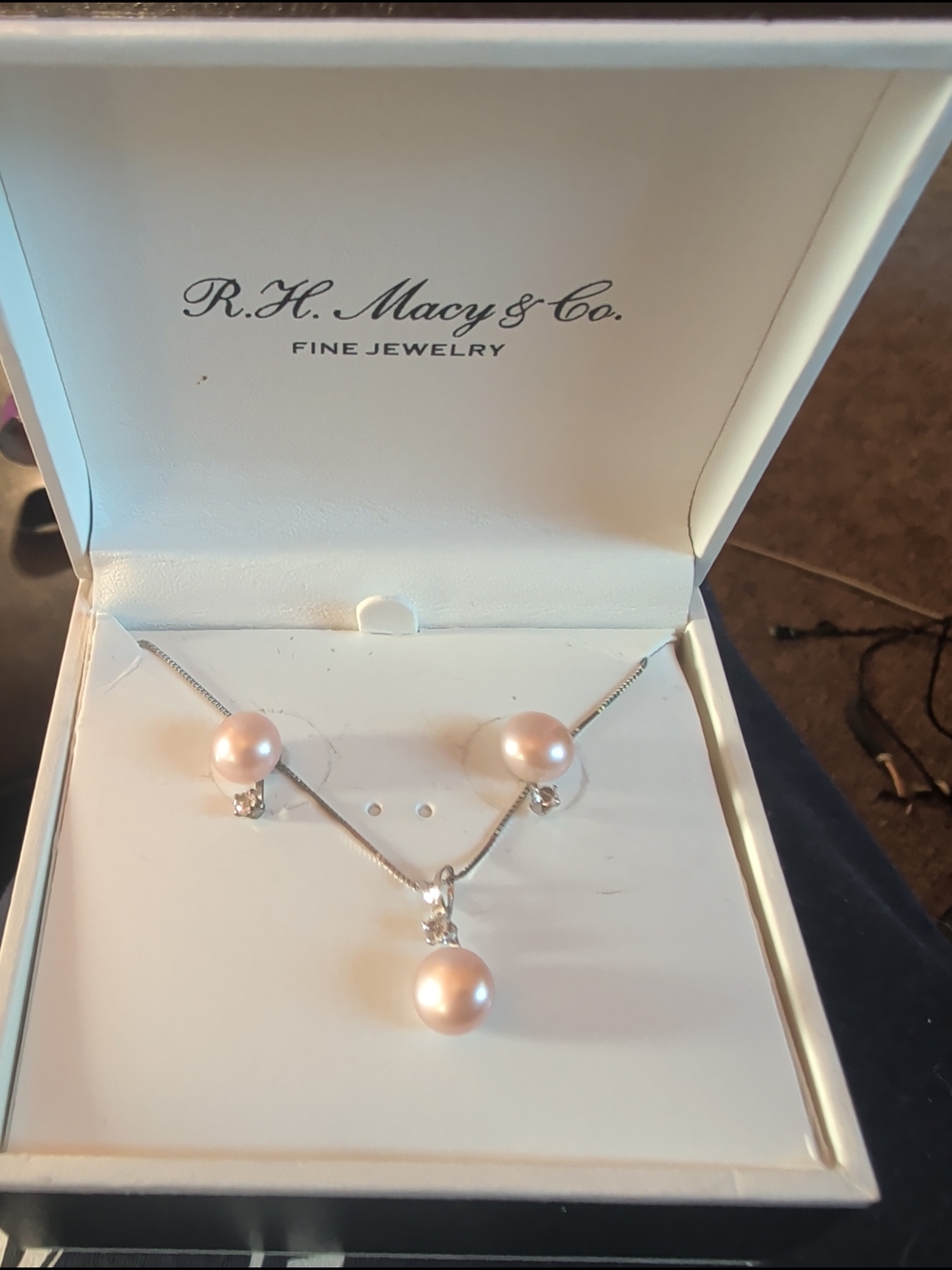 Sterling Pink Freshwater Pearl Necklace Earring Set NIB